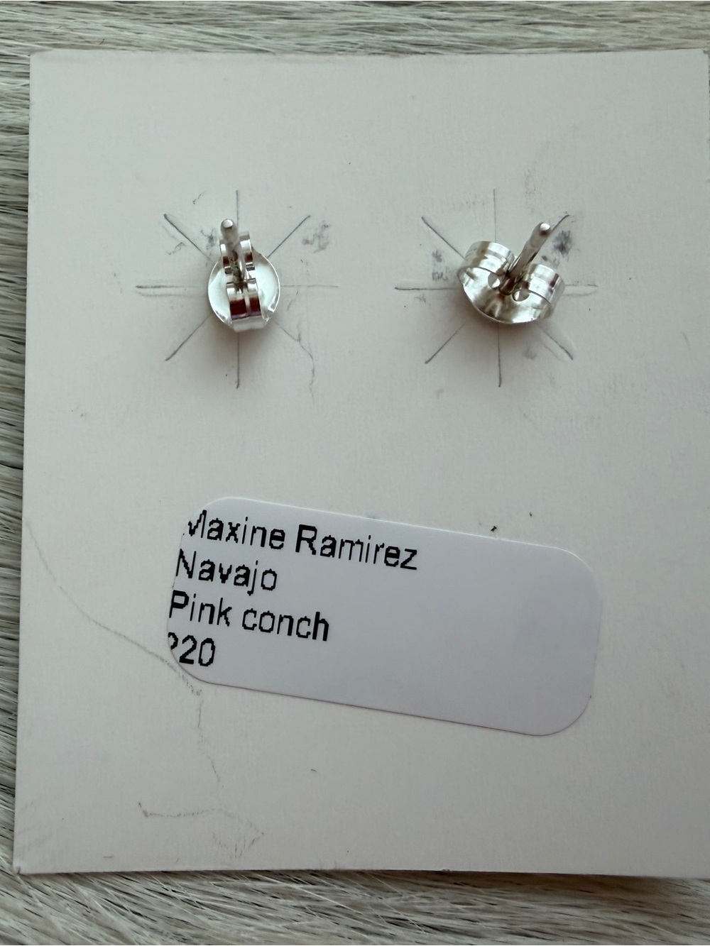 ❤️ Signed Navajo Maxine Ramirez Queen Pink Conch Half Cluster Native Earrings - Picture 3 of 17